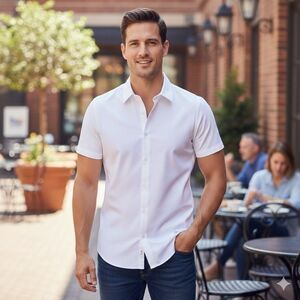 Bonobos Athletic Fit White Button Up Short Sleeve Shirt M Short